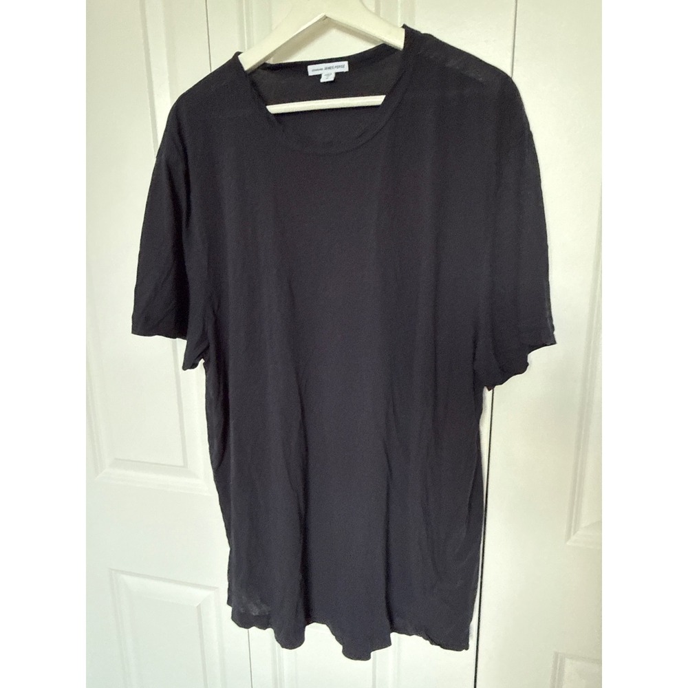 James Perse Standard Black Short Sleeve Crew Neck Cotton Tee Mens Size 5 XXL